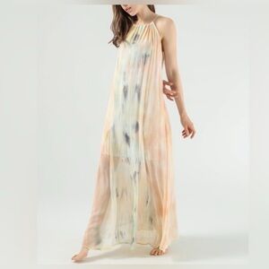 YBF Sheer Bohemian 70’s Whimsical Tie Dye Acid Wash Handcrafted Couture Dress